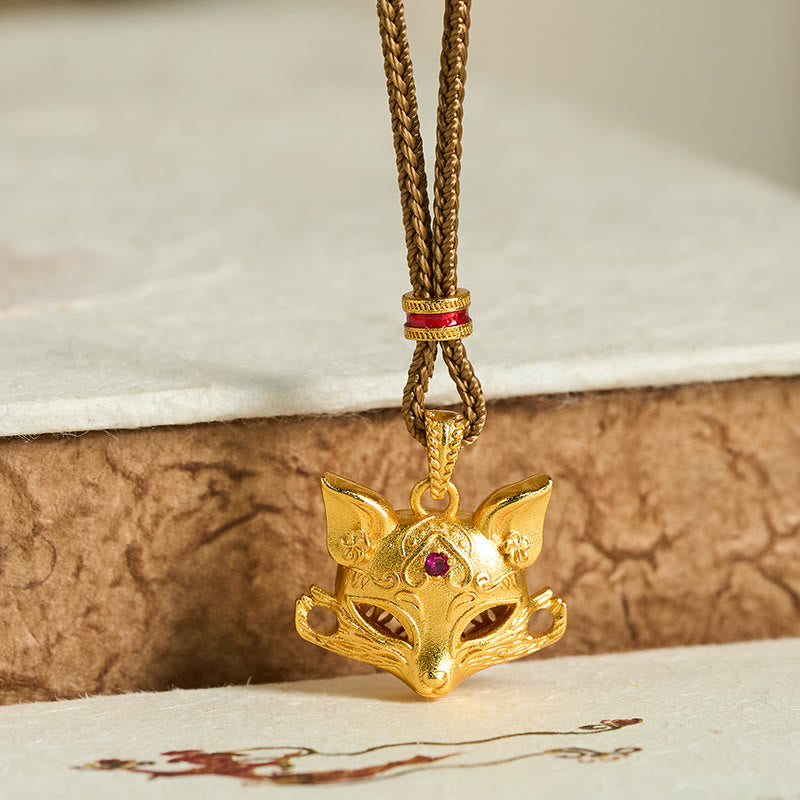 Buddha Stones "Wishing You Clever Grace" 24k Gold Plated Brass Fox Necklace Includes Gift Message Card