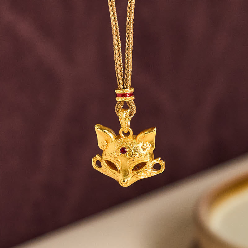 Buddha Stones "Wishing You Clever Grace" 24k Gold Plated Brass Fox Necklace Includes Gift Message Card