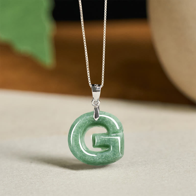 Buddha Stones "May You Find Your Own Meaning" Natural A-Z Letter Jade 925 Sterling Silver Chain Necklace Includes Gift Message Card