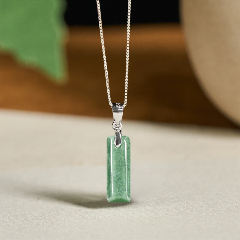 Buddha Stones "May You Find Your Own Meaning" Natural A-Z Letter Jade Titanium Steel Chain Necklace Includes Gift Message Card