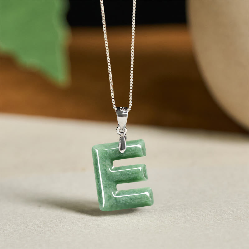 Buddha Stones "May You Find Your Own Meaning" Natural A-Z Letter Jade 925 Sterling Silver Chain Necklace Includes Gift Message Card