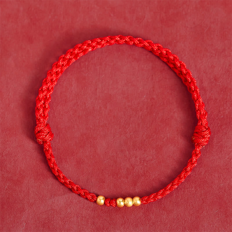 Buddha Stones "Blessings for Clear Connections" 925 Sterling Silver Plated Gold Beads Red String Bracelet Includes Gift Message Card