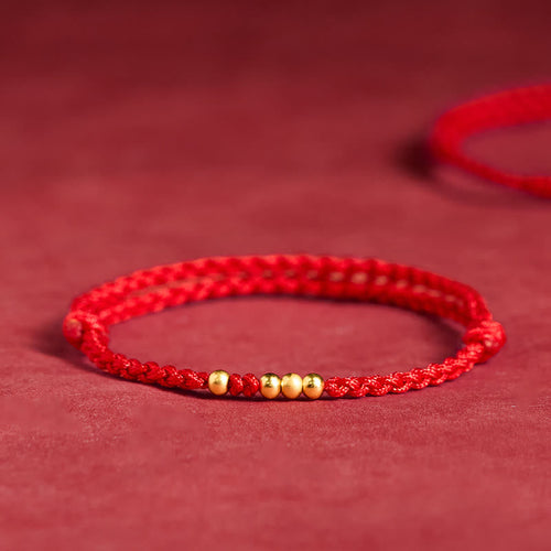 Buddha Stones "Blessings for Clear Connections" 925 Sterling Silver Plated Gold Beads Red String Bracelet Includes Gift Message Card