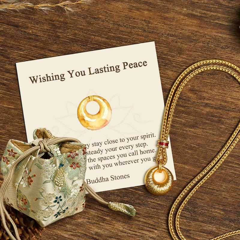 Buddha Stones "Wishing You Lasting Peace" 24k Gold Plated Copper Peace Buckle Necklace Includes Gift Message Card