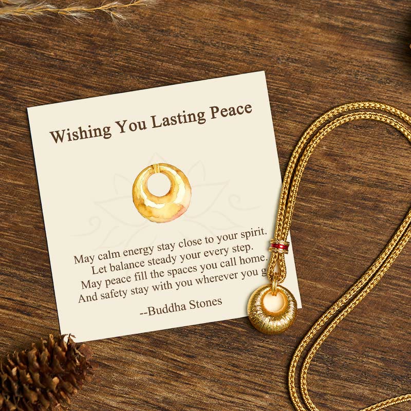 Buddha Stones "Wishing You Lasting Peace" 24k Gold Plated Copper Peace Buckle Necklace Includes Gift Message Card