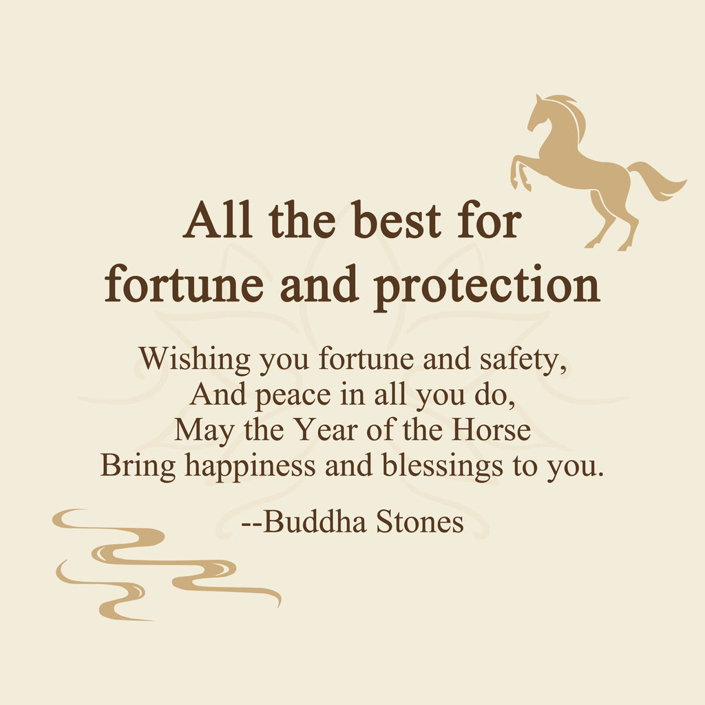 Buddha Stones "All The Best For Fortune And Protection" Year Of The Horse 24k Gold Plated Brass Necklace Includes Gift Message Card