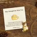 Buddha Stones "May Strength Be With You" 24k Gold Plated Brass Elephant Necklace Includes Gift Message Card