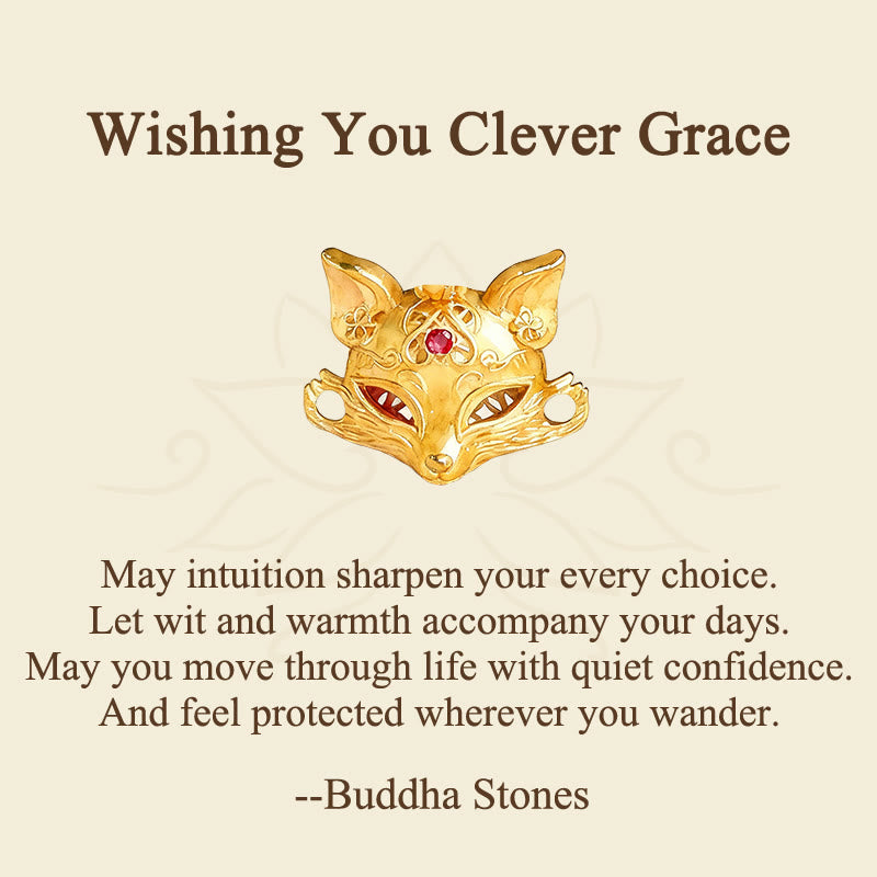 Buddha Stones "Wishing You Clever Grace" 24k Gold Plated Brass Fox Necklace Includes Gift Message Card