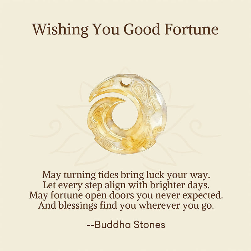 Buddha Stones "Wishing You Good Fortune" 24k Gold Plated Brass Peace Buckle Black Rope Necklace Includes Gift Message Card