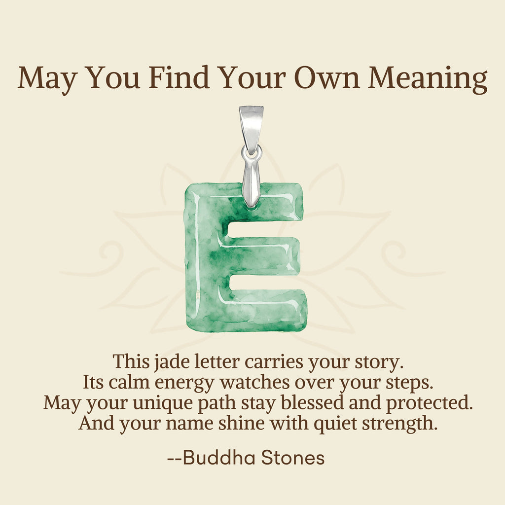 Buddha Stones "May You Find Your Own Meaning" Natural A-Z Letter Jade 925 Sterling Silver Chain Necklace Includes Gift Message Card