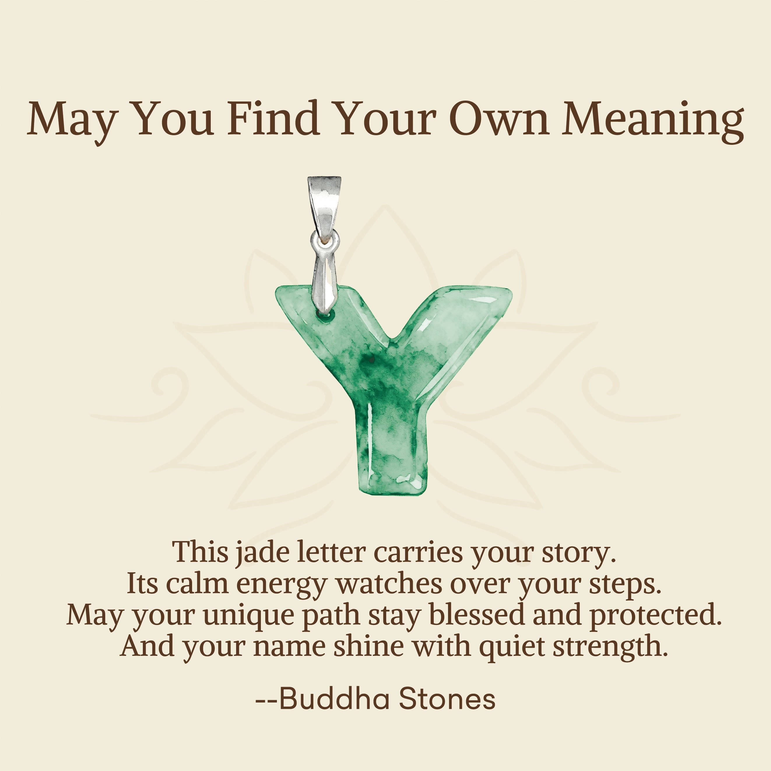 Buddha Stones "May You Find Your Own Meaning" Natural A-Z Letter Jade 925 Sterling Silver Chain Necklace Includes Gift Message Card