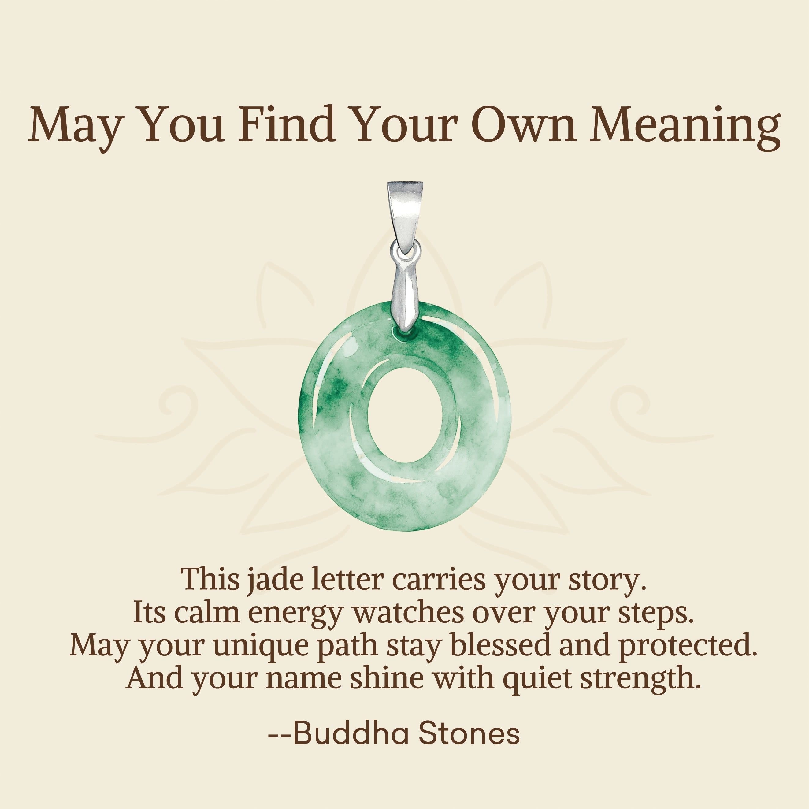 Buddha Stones "May You Find Your Own Meaning" Natural A-Z Letter Jade Titanium Steel Chain Necklace Includes Gift Message Card