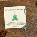 Buddha Stones "May You Find Your Own Meaning" Natural A-Z Letter Jade Titanium Steel Chain Necklace Includes Gift Message Card