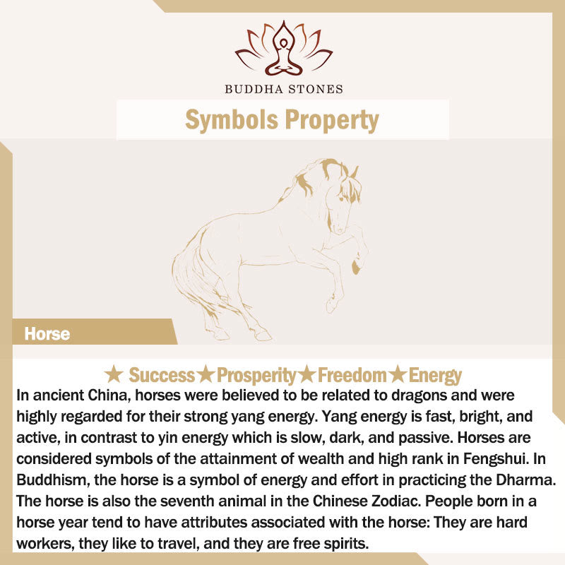 Buddha Stones "Hoping You Success and Good Luck" Mini Year of the Horse Linden Wood Prosperity Decoration Includes Gift Message Card