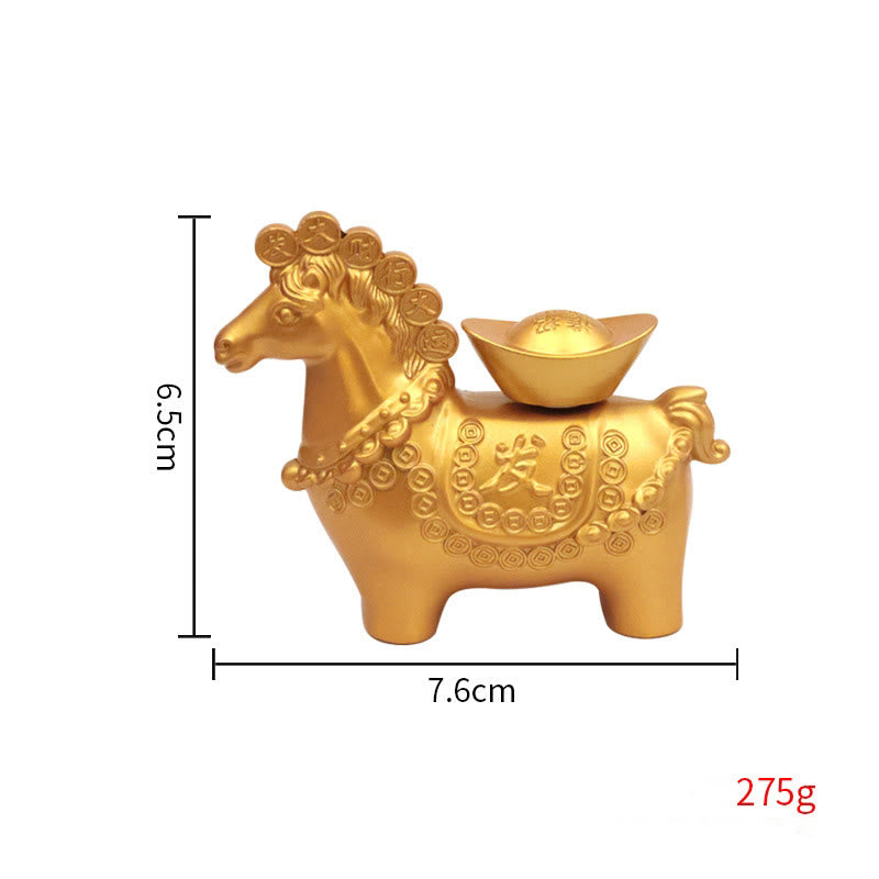 Buddha Stones "Hoping You Success and Good Luck" Year of the Horse Great Fortune Copper Coins Ingot Alloy Decoration Includes Gift Message Card