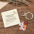 Buddha Stones "Hoping You Have a Joyful Year" Year of the Horse Ingot Red Firecrackers Alloy Key Chain Includes Gift Message Card