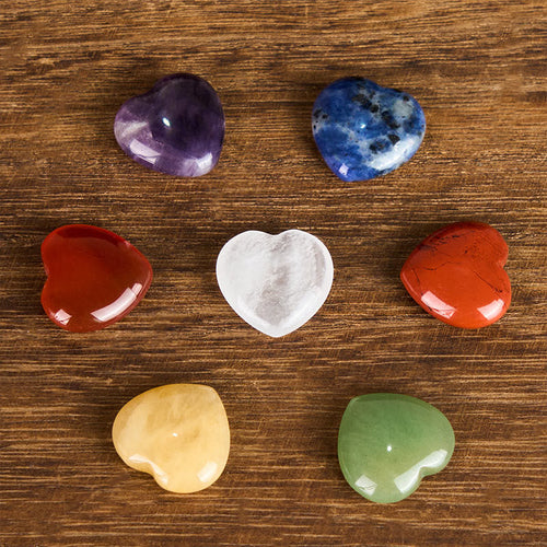 Buddha Stones "May Love Surround You" Natural 6Pcs Small Amethyst Red Jasper Red Agate Topaz Green Aventurine Love Stone Decoration Includes Gift Message Card