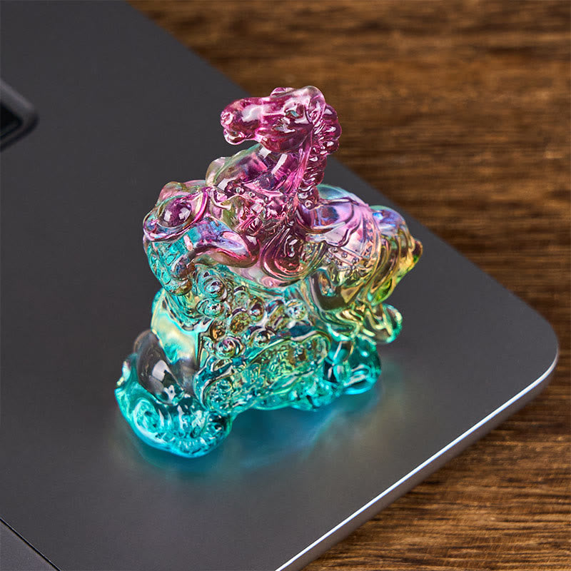 Buddha Stones "Hoping You Success and Good Luck" Year Of The Horse Ingot Get Rich Fast Mini Liuli Crystal Decoration Includes Gift Message Card