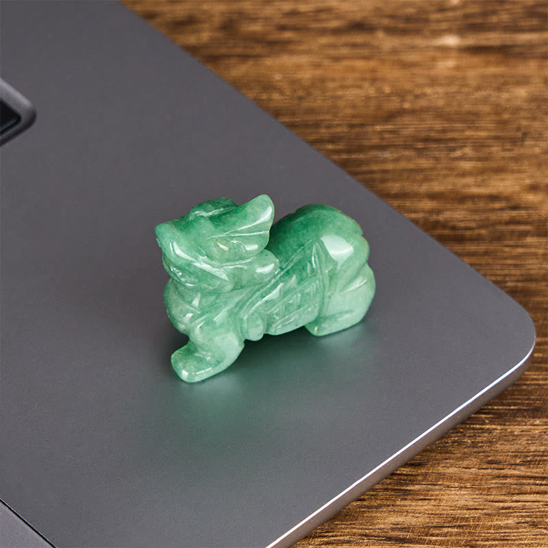 Buddha Stones "Choose Wisely" Natural Small PiXiu Green Aventurine Luck Decoration Includes Gift Message Card