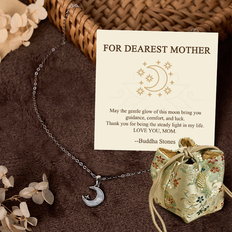 Buddha Stones "FOR DEAREST MOTHER" Moon Star 925 Sterling Silver Calm Necklace Pendants Includes Gift Message Card