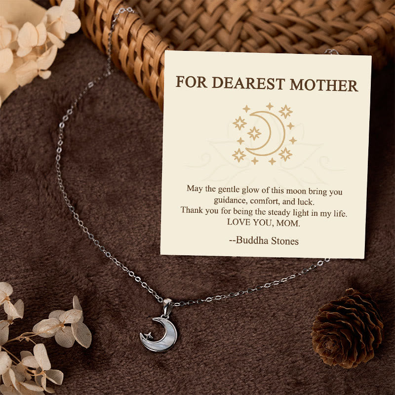 Buddha Stones "FOR DEAREST MOTHER" Moon Star 925 Sterling Silver Calm Necklace Pendants Includes Gift Message Card