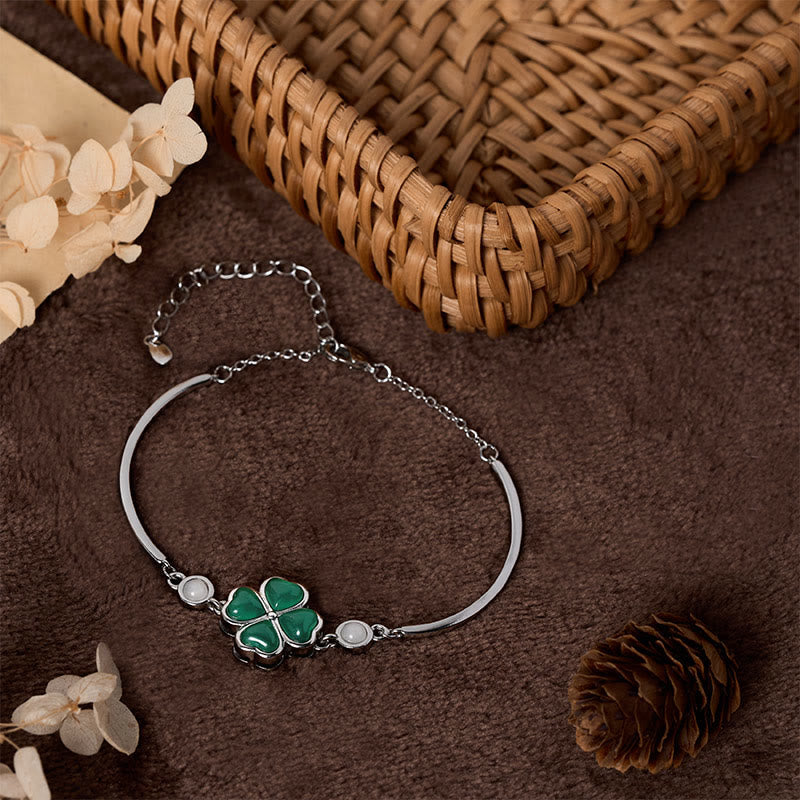 Buddha Stones "FOR DEAREST MOTHER" Copper Four-Leaf Clover Luck Bracelet Includes Gift Message Card