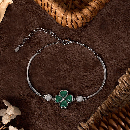 Buddha Stones "FOR DEAREST MOTHER" Copper Four-Leaf Clover Luck Bracelet Includes Gift Message Card