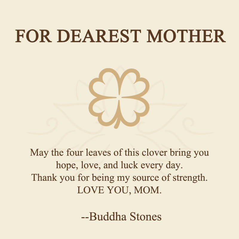 Buddha Stones "FOR DEAREST MOTHER" Copper Four-Leaf Clover Luck Bracelet Includes Gift Message Card