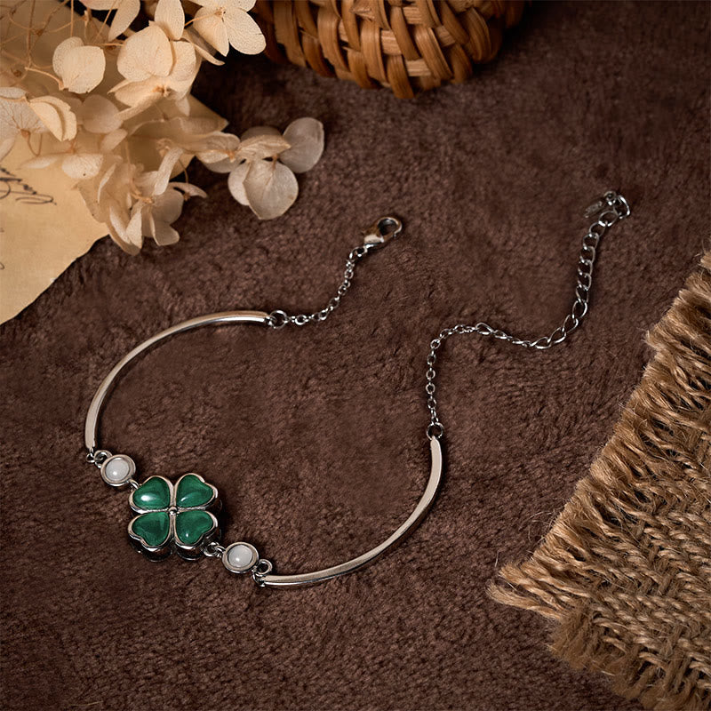 Buddha Stones "FOR DEAREST MOTHER" Copper Four-Leaf Clover Luck Bracelet Includes Gift Message Card