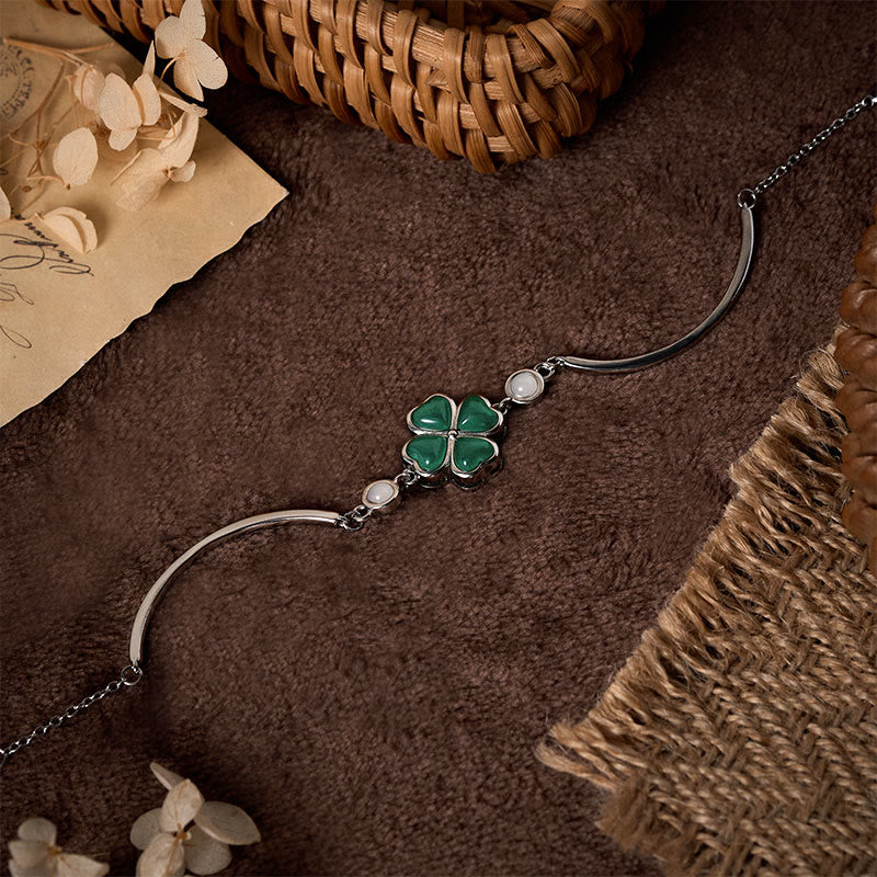 Buddha Stones "FOR DEAREST MOTHER" Copper Four-Leaf Clover Luck Bracelet Includes Gift Message Card