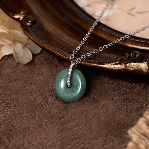 Buddha Stones "FOR DEAREST MOTHER" Peace Buckle Jade 925 Sterling Silver Luck Necklace Pendants Includes Gift Message Card