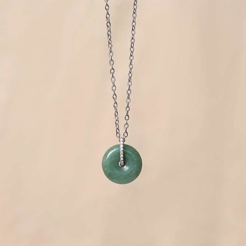 Buddha Stones "FOR DEAREST MOTHER" Peace Buckle Jade 925 Sterling Silver Luck Necklace Pendants Includes Gift Message Card