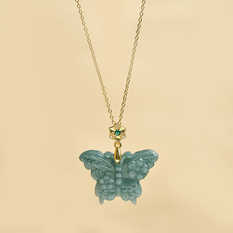 Buddha Stones "FOR DEAREST MOTHER" Jade Butterfly Abundance Necklace Pendants Includes Gift Message Card