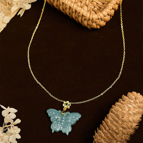 Buddha Stones "FOR DEAREST MOTHER" Jade Butterfly Abundance Necklace Pendants Includes Gift Message Card