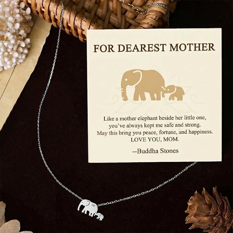 Buddha Stones "FOR DEAREST MOTHER" Elephant 925 Sterling Silver Necklace Pendants Includes Gift Message Card