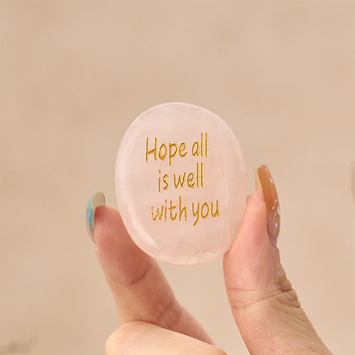 Buddha Stones Hope All Is Well With You Natural Rose Quartz Palm Stone Compassion Crystal Decor