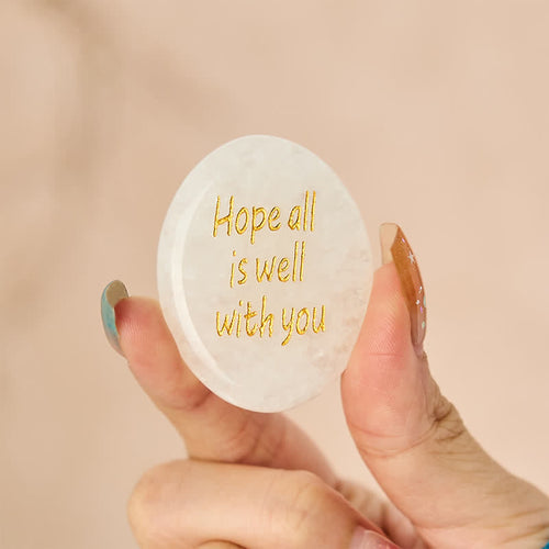 Buddha Stones Hope All Is Well With You Natural Clear Quartz White Crystal Palm Stone Energy Crystal Decor