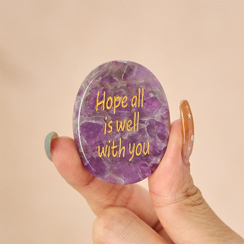 Buddha Stones Hope All Is Well With You Natural Amethyst Palm Stone Growth Crystal Decor