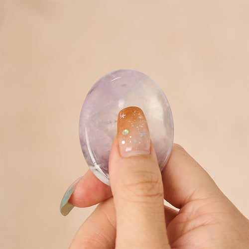 Buddha Stones Calm & Strength Natural Small Light Amethyst Worry Stone Protection Crystal Decor 3.5*4.5cm