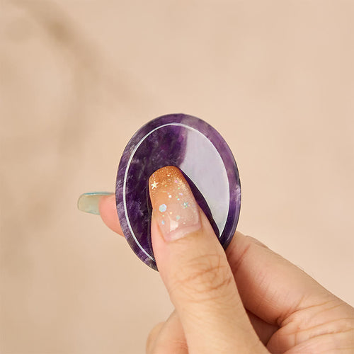 Buddha Stones Calm & Strength Natural Small Amethyst Worry Stone Balance Crystal Decor 3.5*4.5cm