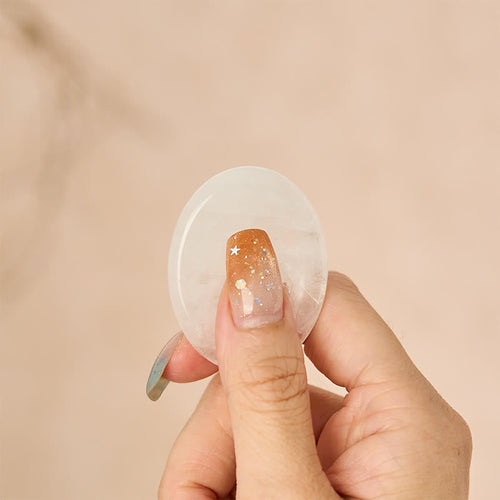 Buddha Stones Clarity & Calm Natural Small Clear Quartz Worry Stone Clarity Crystal Decor 3.5*4.5cm