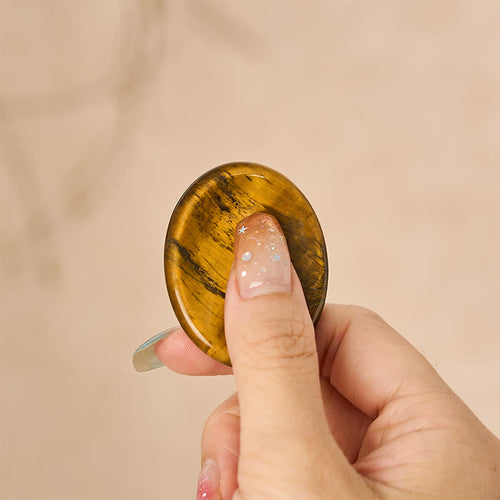 Buddha Stones Confidence & Focus Natural Small Tiger's Eye Worry Stone Crystal Decor 3.5*4.5cm