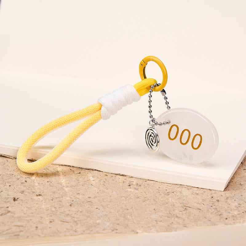 Buddha Stones "Infinite Possibilities Begin" 000 Angel Number Natural Clear Quartz Key Chain Hanging Decoration Includes Gift Message Card