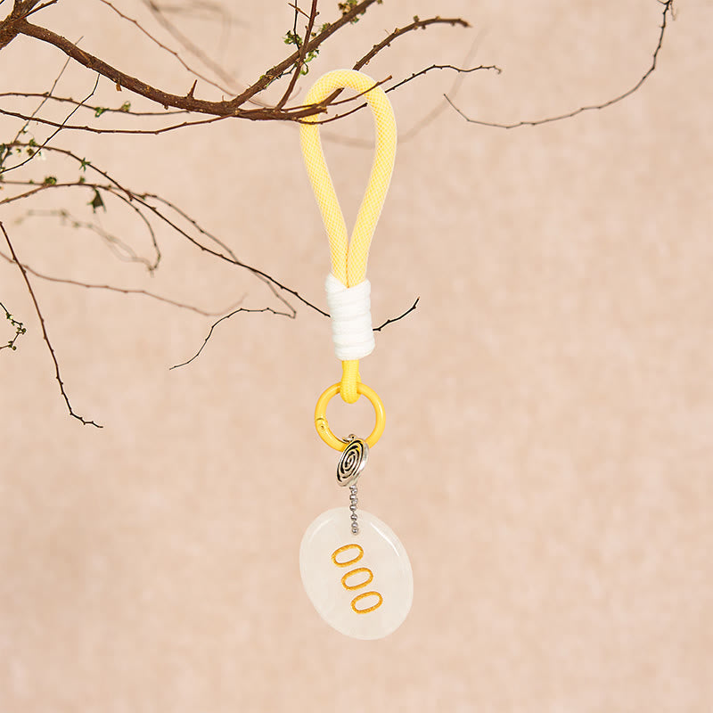 Buddha Stones "Infinite Possibilities Begin" 000 Angel Number Natural Clear Quartz Key Chain Hanging Decoration Includes Gift Message Card
