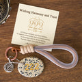 Buddha Stones "Wishing Harmony and Trust" 222 Angel Number Natural Dalmatian Jasper Key Chain Hanging Decoration Includes Gift Message Card