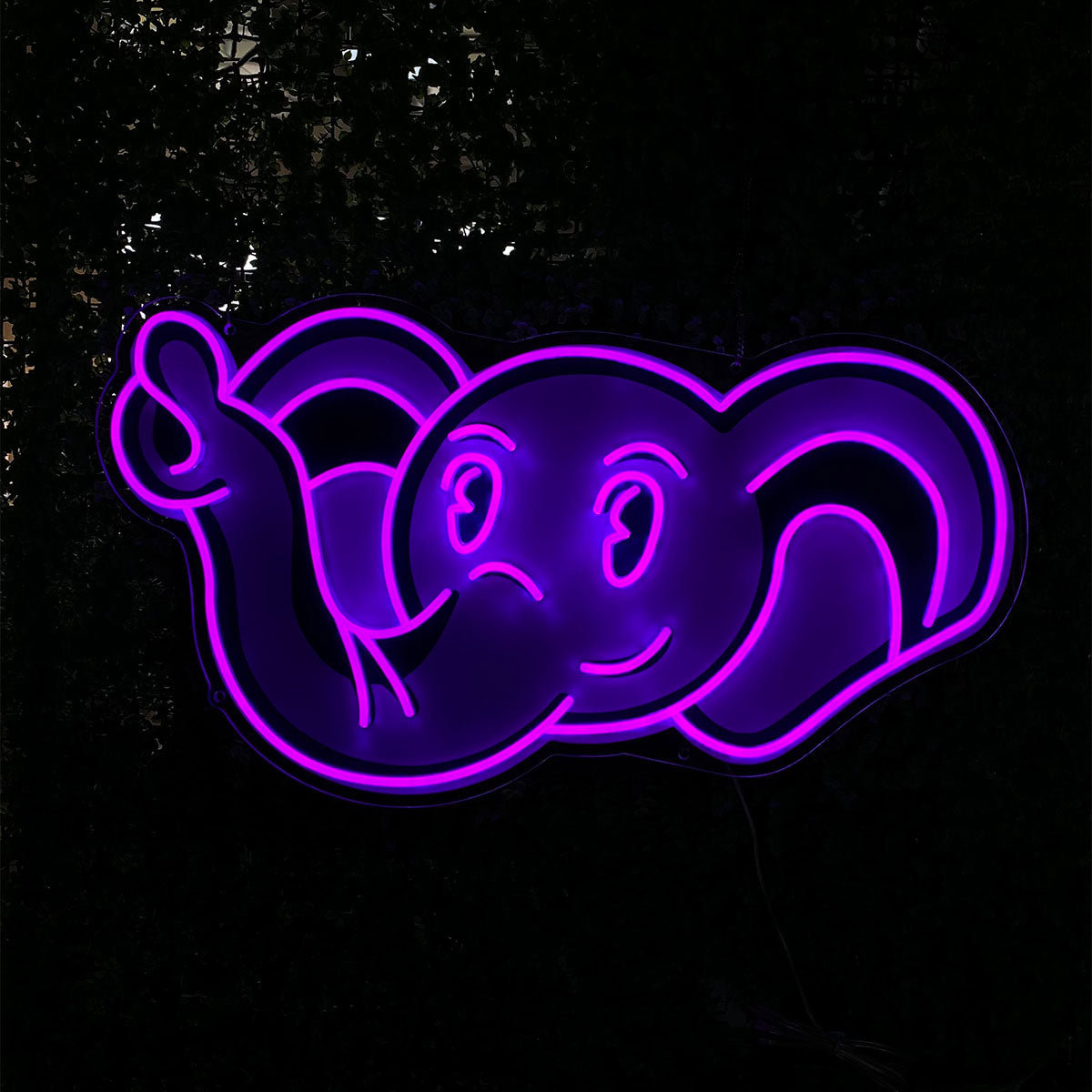 Cute UV - printed Purple Elephant - shaped Custom LED Neon Sign, Ideal for Bedroom & Party Decor, Perfect Gift for Kids and Animal Lovers