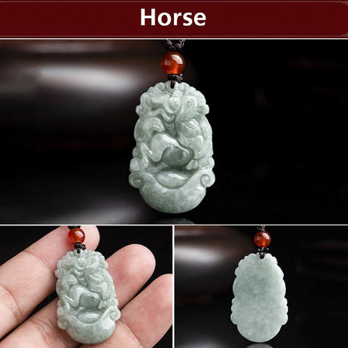 Buddha Stones "Wishing You Grace and Good Fortune" Jade Horse Necklace Includes Gift Message Card