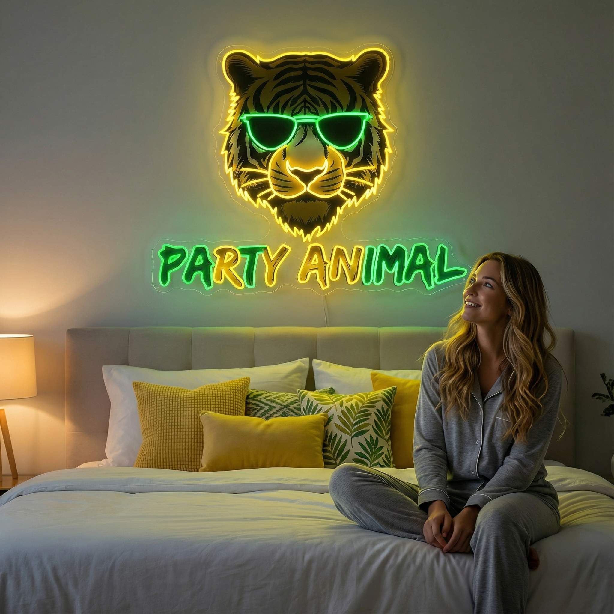 Custom “Party Animal” Tiger Neon Sign – Personalized LED Neon Light for Bar, Club & Home Decor