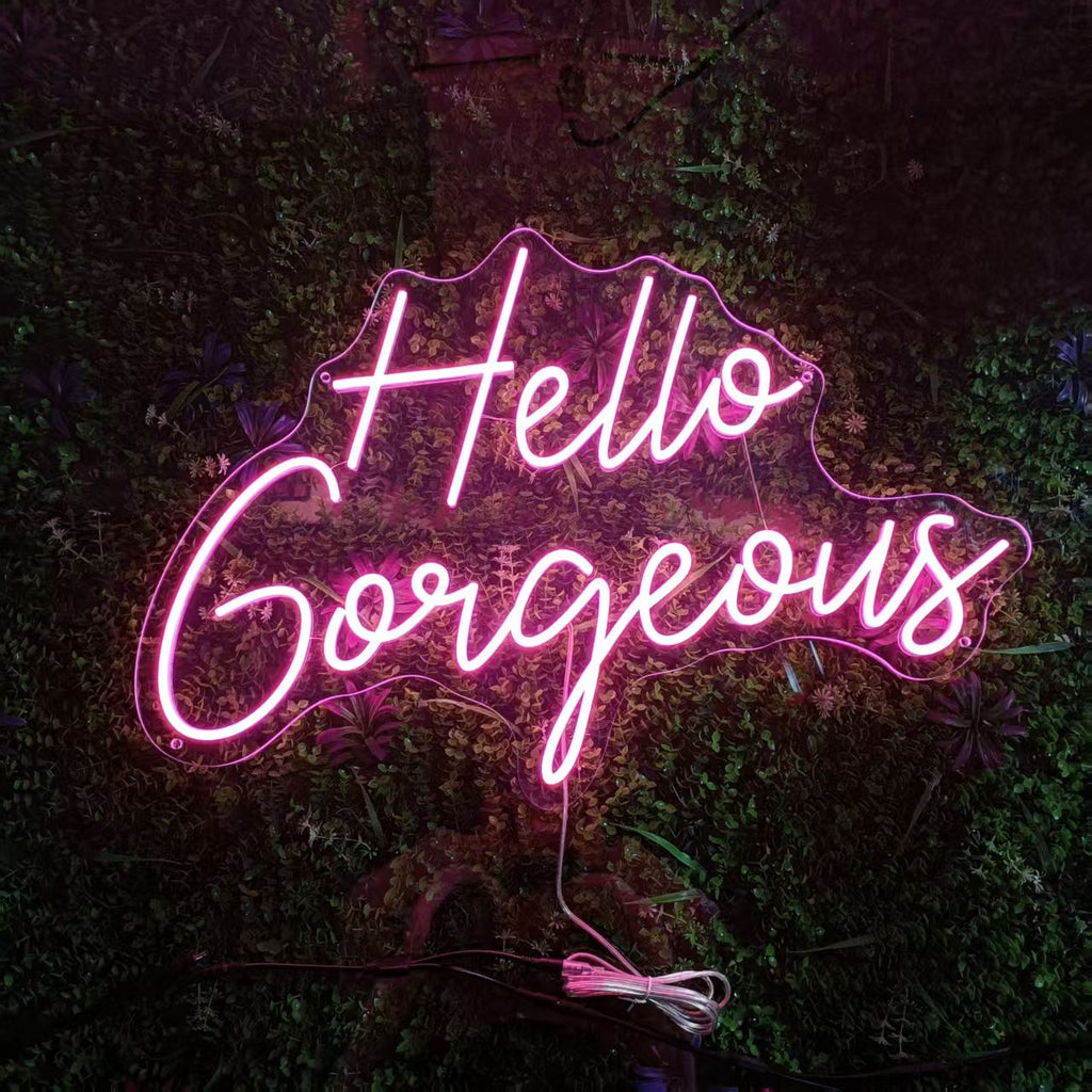 Hello Gorgeous Neon Sign – LED Light for Beauty Salon, Bedroom, Wedding & Glam Decor