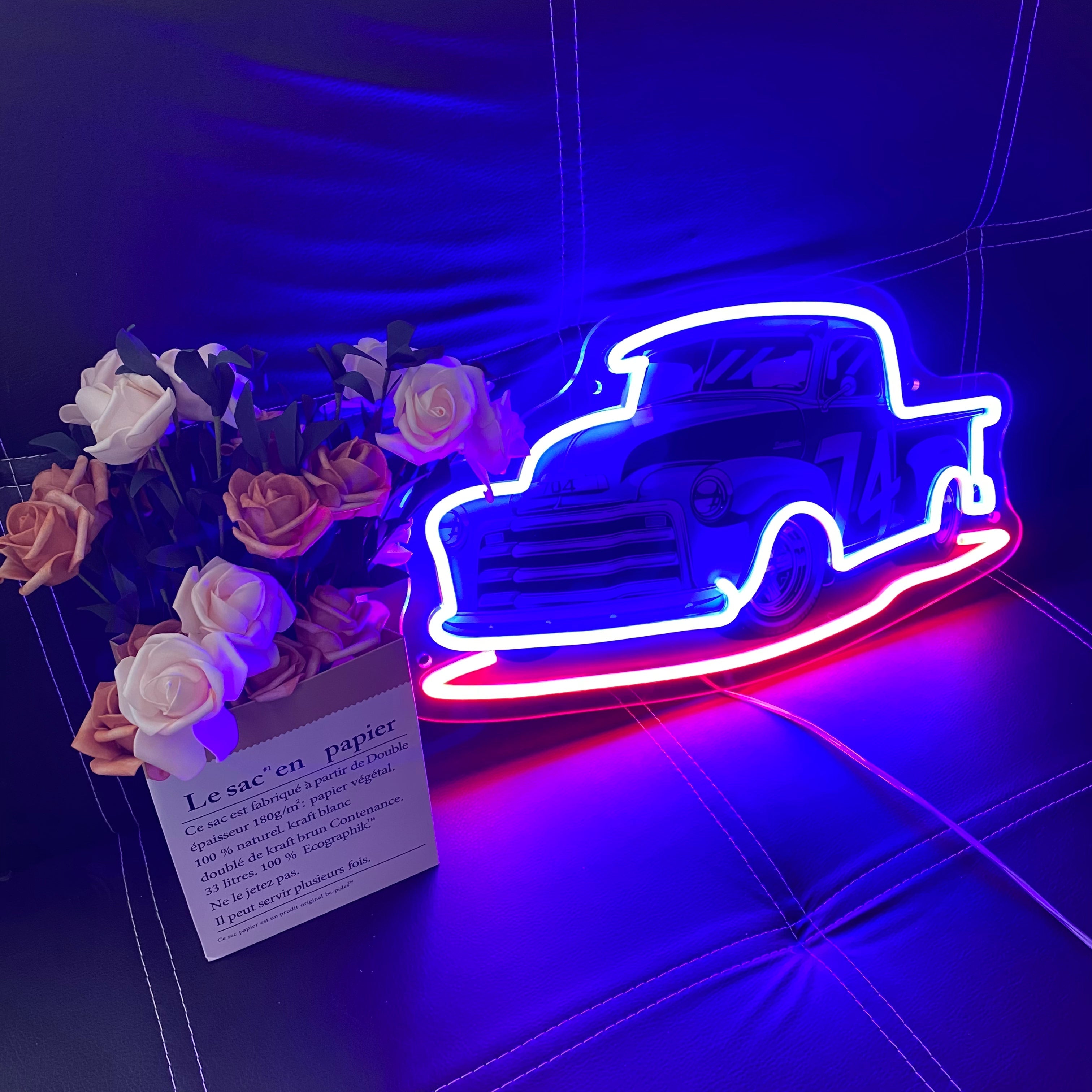 Custom Car Neon Light,Blue and Red LED Signs,Gift for car enthusiasts,Wall decor art, Ideal for car store and Teenager Bedrooms